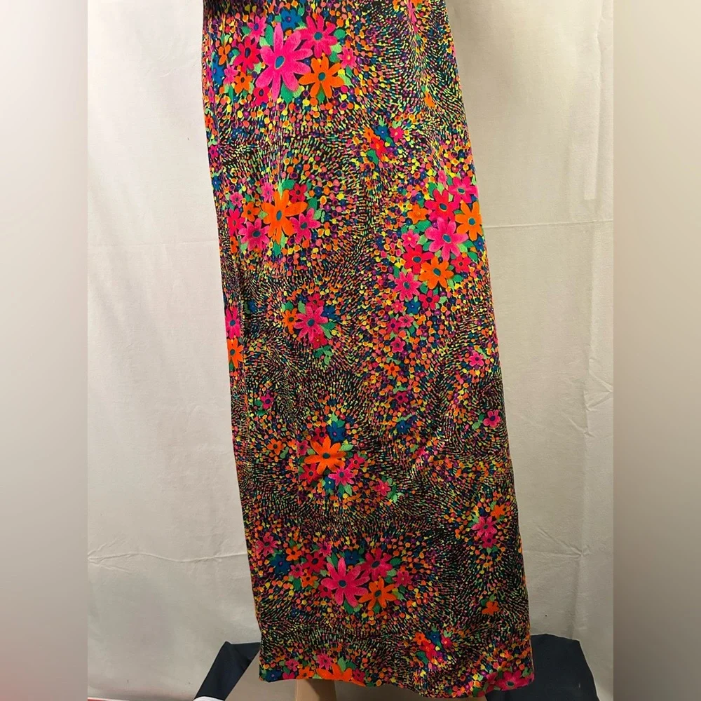 Sun Fashions of Hawaii Vintage Floral Long Sleeve Scoop Back Maxi Dress Size 8 - Picture 8 of 10